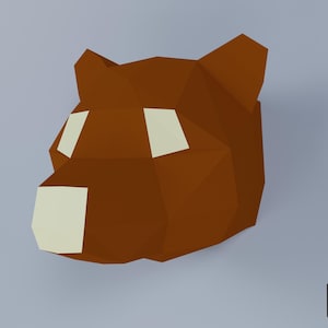 DIY 3D Papercraft Bear Head, Printable Origami Animal Sculpture PDF Template,Do it yourself, Wall Art,Home Decor, Instant Digital Download