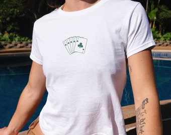 St Patricks Day Baby Tee, 777 Lucky Number, Y2k Baby Tee, Coquette Top, Lucky You, Angel Number Sweatshirt, Irish, 90s Crop Top, Clover