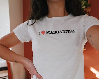 I Love Margaritas Shirt, Y2k Baby Tee, Cinco De Mayo Shirt, Downtown Girl Clothes, Going Out Top, Margarita Top, 2000s Fashion, Tequila Top