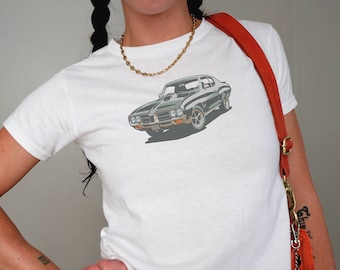 Y2k Baby Tee, Vintage Car Shirt, Downtown Girl Clothes, 90s Aesthetic, EGirl Clothing, Y2k Grunge, Y2k Clothes, Trending Now, Streetwear Y2k