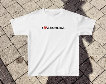 Fourth of July Baby Tee, Y2k Baby Tee, I Love America, Americana Shirt, Independence Day Crop Top, Country Concert Tee, Tailgate Clothes