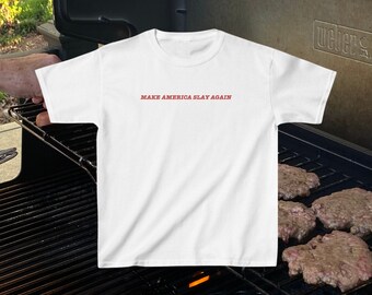Make America Slay Again, Fourth of July Baby Tee, Y2k Baby Tee, Americana Coquette Top, Gen Z Shirt, Country Concert Tee, Independence Day
