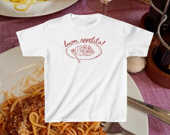 Italia Crop Top, Italian Girl Summer, Spaghetti Baby Tee, Buon Appetito TShirt, Tomato Girl Shirt, Y2k Graphic Baby Tee, Pasta Doodle Top
