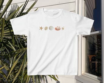 Seashell Shirt, Ocean Animal Shirt, Coastal Grandma, Ocean Inspired Style,Mermaid Top, Mermaidcore, Y2k Baby Tee, Beachy Shirt, 90s Crop Top