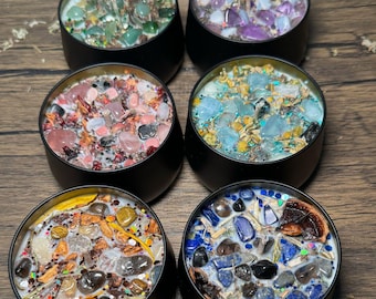 Soy Wax Crystal Candle Gift Set: Full Moon Charged, Manifestation Candles