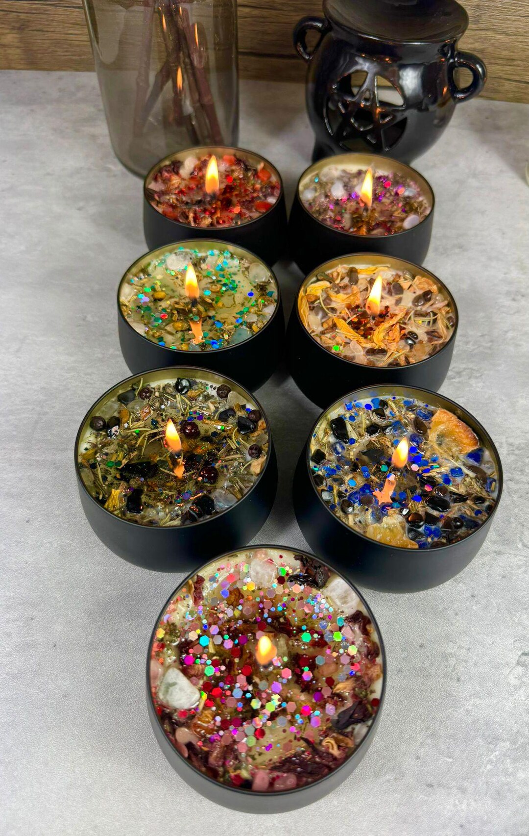 Crystal Infused Soy Candle: Witchy Spiritual Gift Set - Etsy