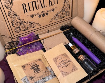 Beginner Intuiton Witchcraft Ritual Kit: Kristalle, Kräuter, Kerze - Intention Setting