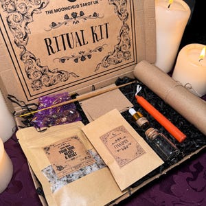 Kit de ritual de brujería para motivar a principiantes: cristales, hierbas, vela - Establecer intenciones