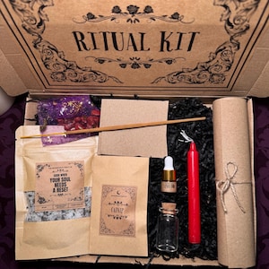 Beginner Witchcraft Ritual Kit: Crystals, Herbs, Candle - Intention Setting