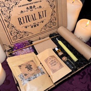 Beginner Ritual Kit for Confidence, Love, Healing, Cleansing – Witchcraft Spell Kit with Crystals, Herbs Candles – Intention Setting Starter