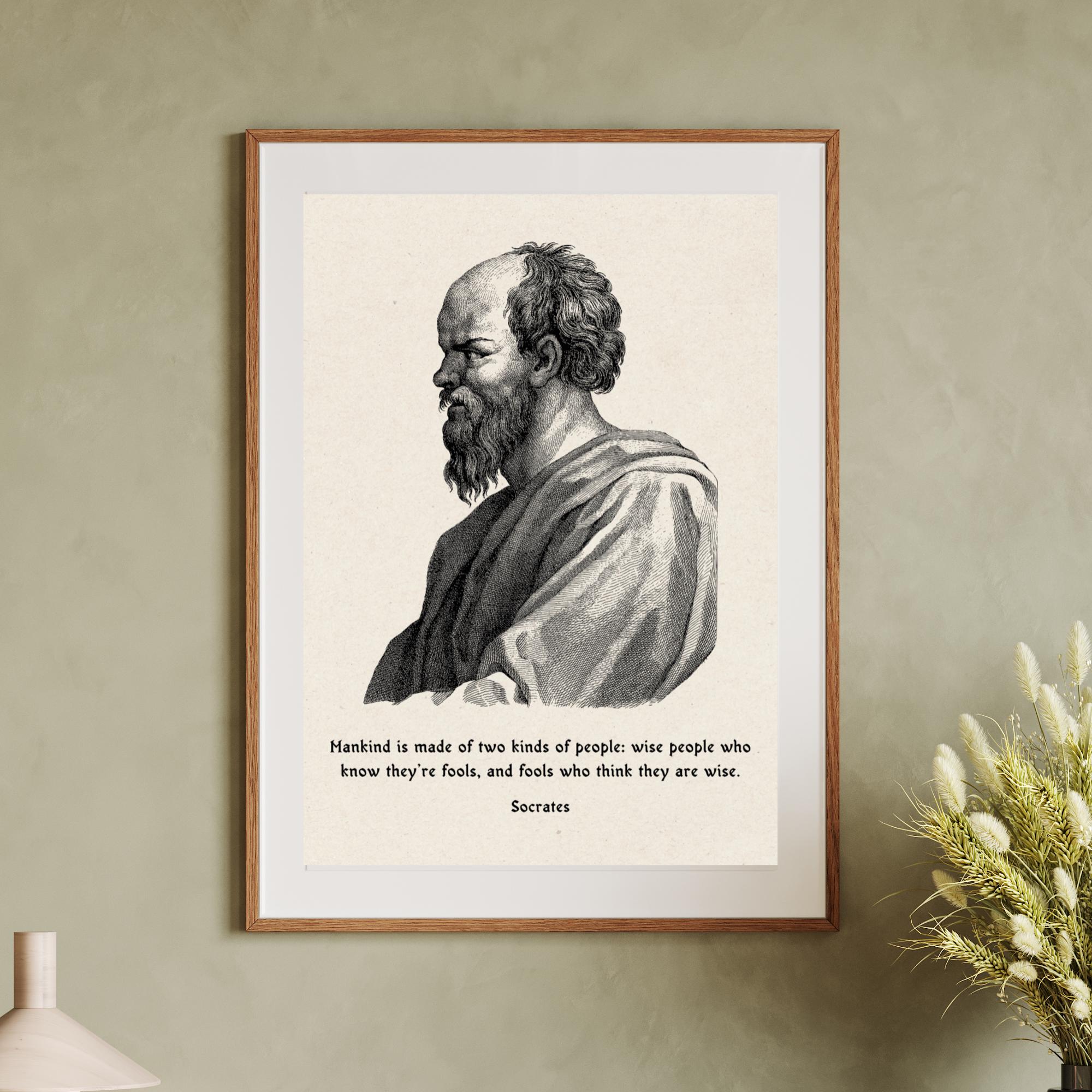 Cita filosófica de Sócrates, arte de pared, póster filosófico humorístico, sabiduría antigua clásica, declaración sabia minimalista, DESCARGA DIGITAL IMPRIMIBLE