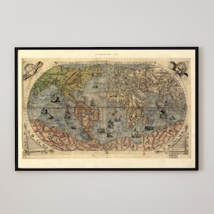 Historische Weltkarte Wandkunst Alte Vintage Kartographie Seltene Antike Erkundungsposter Geographie-Navigationskarte DRUCKBARE DIGITALER DOWNLOAD