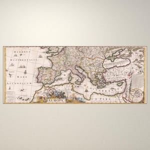 Carte de l'Europe du Sud, 1705, art mural, ancien historique, cartographie, affiche ancienne, géographie, carte de navigation, téléchargement numérique imprimable