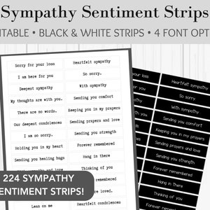 Druckbare Sympathie Gefühlsstreifen | Schwarz-weiße Sentiment Strips | Kartenherstellung, Papercraft, Journals, Mixed Media | Drucken und gestalten |