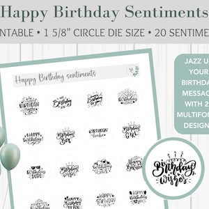 Sentiments imprimables d'anniversaire de cercle | Citations de joyeux anniversaire | Fabrication de cartes, Papercraft, Journaux, Techniques mixtes | Imprimer et découper | Sentiments |