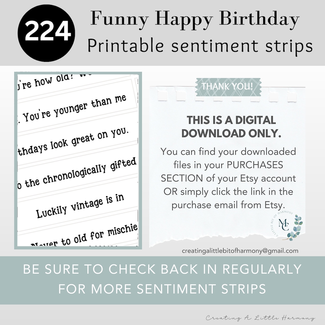 Printable Funny Birthday Sentiment Strips, Black and White Sentiment ...