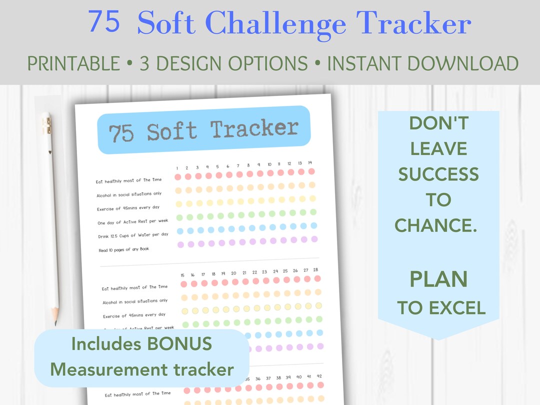 70 Soft Tracker 75 Soft Challenge Tracker Rainbow 75 Soft Tracker Theme 75 - Etsy