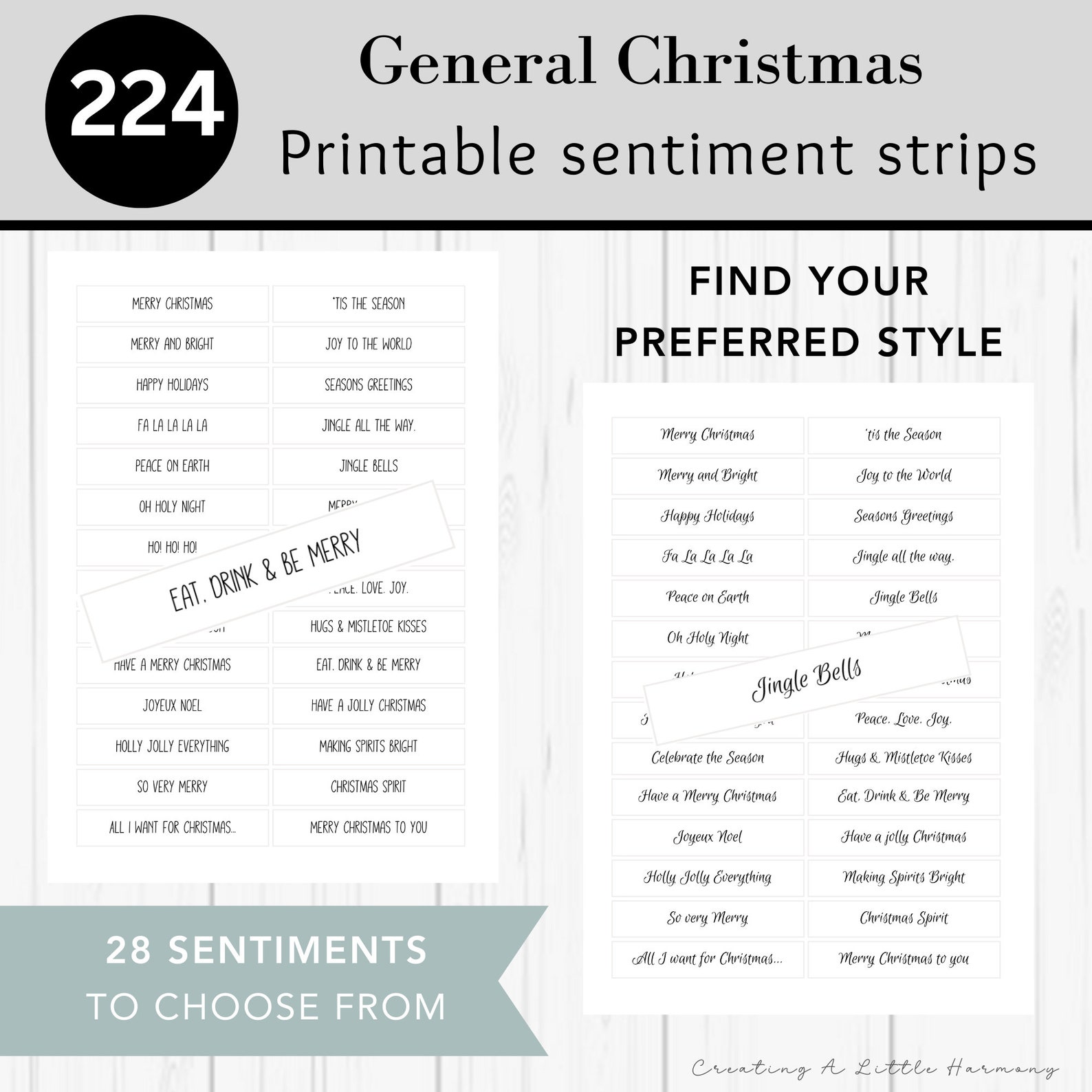 Printable Christmas Sentiment Strips | Black and White Sentiment Strips | Card Making ...