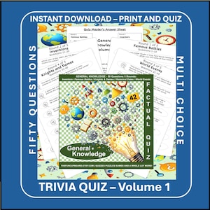 General Knowledge Quiz - History, Battles, Inventors (PDF Download A4/A5 Sizes)