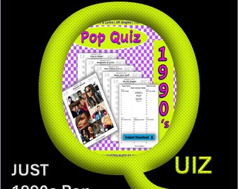 1990s Pop Music Quiz – Printable Party Game (Digital Download)