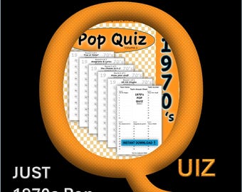 1970s Pop Music Quiz – Printable Party Game (Digital Download)