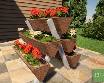 5 Box Tier Planter Plans, Garden Planter Plans, Flower Box Plans, DIY Flower Box, Herb box, DIY  build plans, woodworking plans