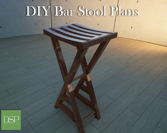 DIY Bar Stool Plans, Woodworking Plans, 4 Legged Chair Plans, Outdoor Chair Plans, Wooden Stool, Patio Chair, Counter Chair, Outdoor Seating