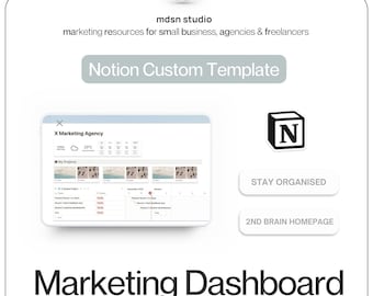 Tableau de bord marketing Notion pour les agences et les indépendants | Modèle notionnel |  Marketing, Création, Freelance | CRM client, gestion de projet