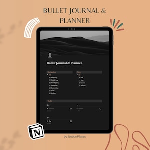 Modello di nozione, Bullet Journal e Planner, Pianificatore di vita tutto in uno, Modello di diario quotidiano, Organizzatore di nozioni estetiche, Modello modificabile