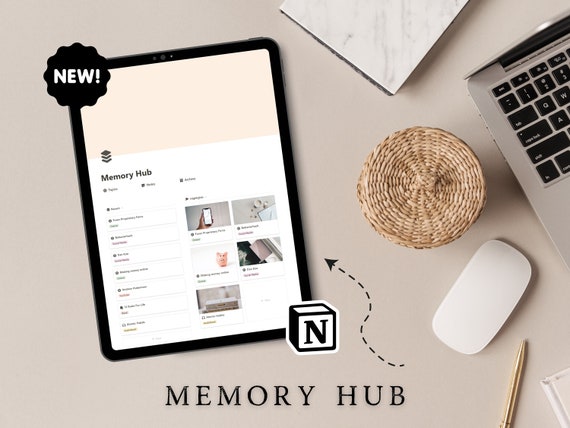Memory Hub | Notion Note Taking and Topic-Saving Hub | Personal Knowledge Base | College Student | Organizer | Aesthetic Notion Template