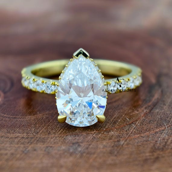 3 Carat Pear Diamond Ring Lab Grown | Proposal Ring | Anniversary Ring | Engagement Ring | Wedding ring for her