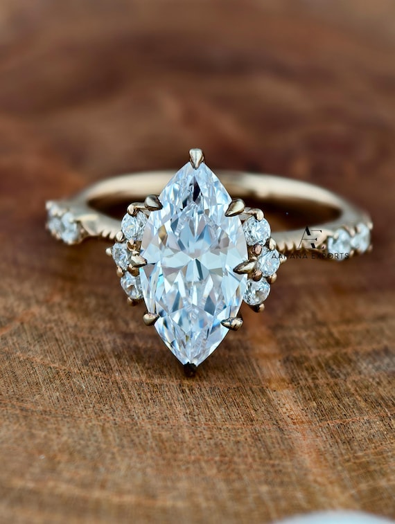 2 Carat Marquise Diamond Engagement Ring Lab Grown | Six Claw Prong Setting | Proposal Ring | Anniversary Ring | Engagement Ring for her