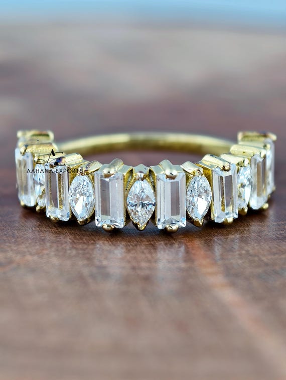 1.50 Carat Total Marquise & Baguette cut Diamond Eternity band | Lab Grown | Proposal Ring | Anniversary Ring | Engagement Ring for her