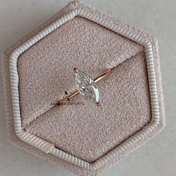 1.50 CT Marquise Cut Lab Grown Diamond Engagement Ring Solitaire Simple Lab Diamond Ring IGI Certified Diamond 14K Rose Gold Promise Ring.