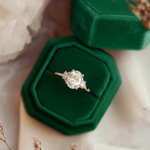 2.00Ct Oval Cut Lab Grown Diamond Engagement Ring, Side Round Diamonds, Wedding Ring For Her, 7 Stone Ring, Anniversary Gift Ring for her.