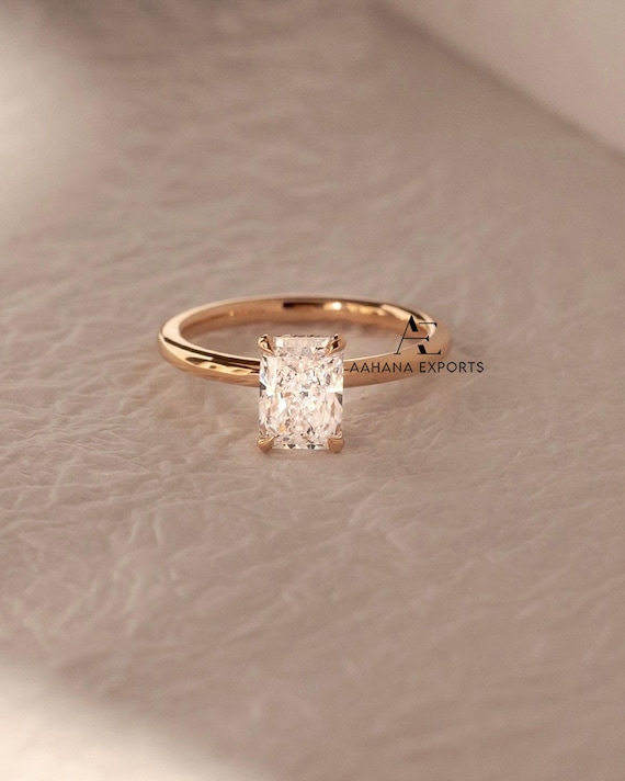 2 CT Radiant Cut Lab Grown Diamond Hidden Halo Solitaire Engagement Ring, Wedding Ring, IGI Certified Radiant Diamond Ring, Anniversary Ring