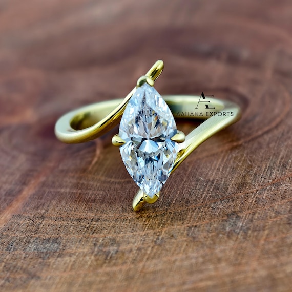 2 Carat Marquise Diamond Engagement Ring Lab Grown | Four Claw Prong Setting | Proposal Ring | Anniversary Ring | Engagement Ring for her