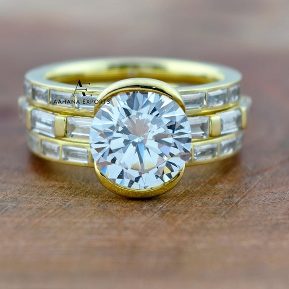 3 Carat Round Diamond Ring Lab Grown | Proposal Ring | Anniversary Ring | Engagement Ring | Wedding ring for her with Eternity Band