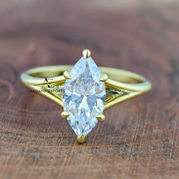 2 Carat Marquise Diamond Engagement Ring Lab Grown | Six Claw Prong Setting | Proposal Ring | Anniversary Ring | Engagement Ring for her
