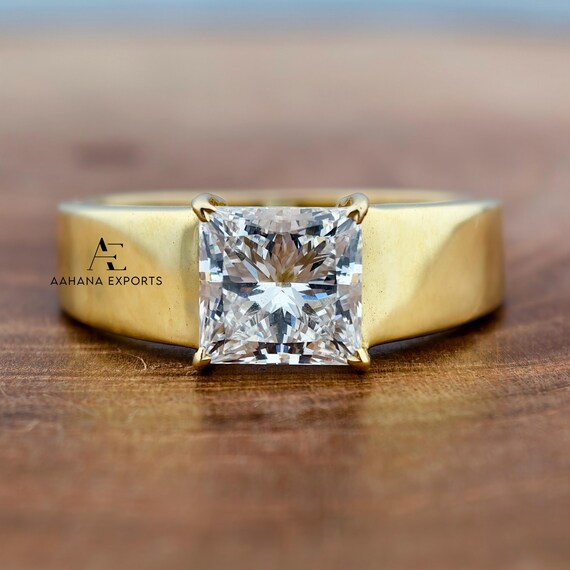 1 Carat Princess Cut Lab Grown Diamond | Lab Diamond Men's Engagement Ring | Solitaire Ring For Men | Wedding Ring Gifts For Fiancee.