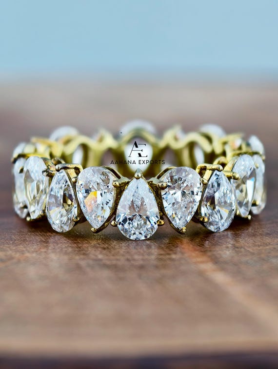 4.50 Carat Total Pear cut Diamond Eternity band | Lab Grown | Proposal Ring | Anniversary Ring | Engagement Ring for her