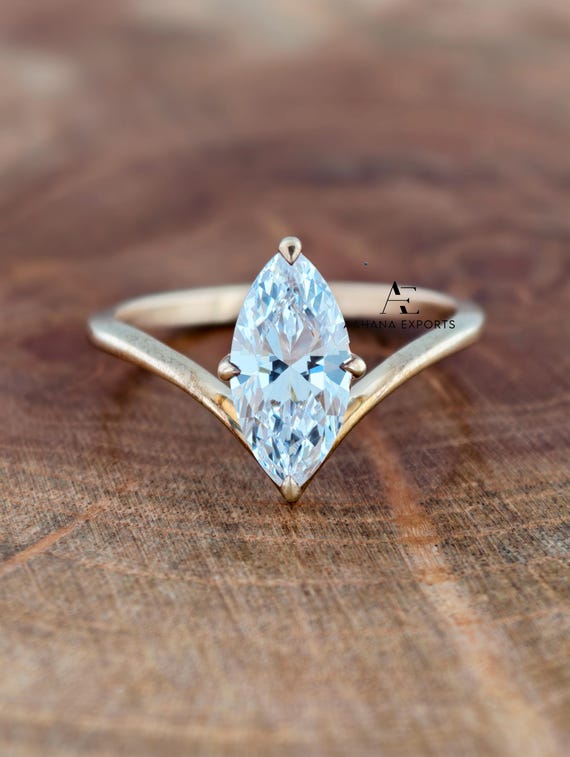 2 Carat Marquise Diamond Engagement Ring Lab Grown | Four Claw Prong Setting | Proposal Ring | Anniversary Ring | Engagement Ring for her