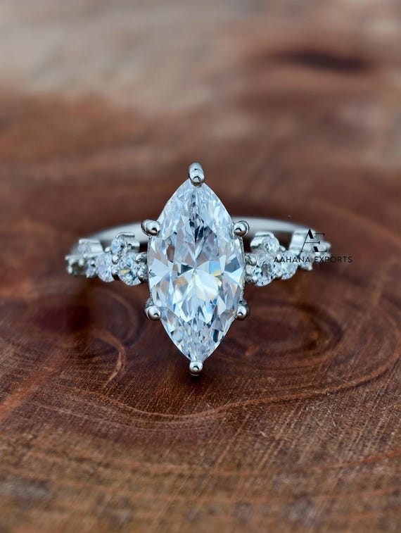 2 Carat Marquise Diamond Engagement Ring Lab Grown | Six Prong Setting | Proposal Ring | Anniversary Ring | Engagement Ring for her