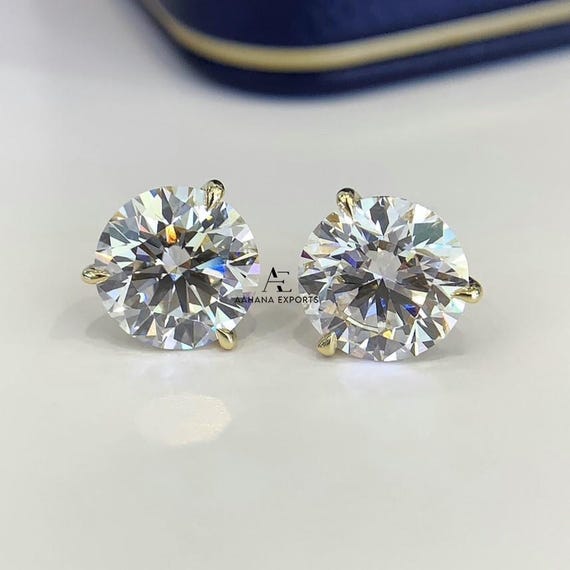 2 Carat Diamond Stud Earrings, 14kt Solid Gold, Lab Grown Diamond, 3 Prong Minimalist Solitaire Stud, Everyday Diamonds, Diamond Earrings.