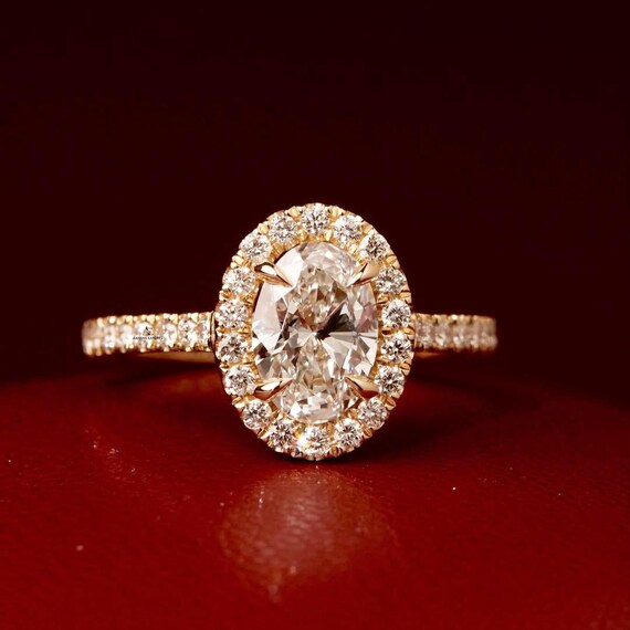 Oval Diamond Cluster Engagement Ring with Pave Setting, Lab Grown Diamond Wedding Ring, Oval Diamond Ring for Women, Anniversary Gift Ring.