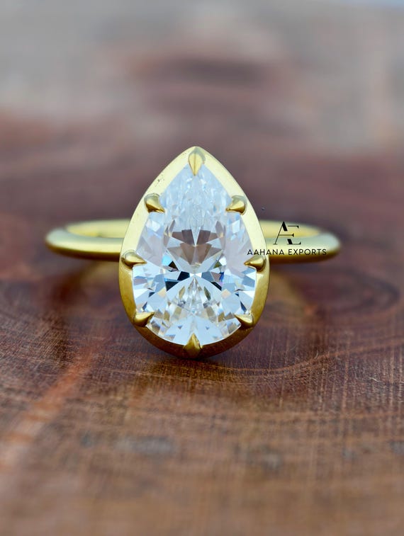 2 Carat Pear Diamond Ring Lab Grown | Proposal Ring | Anniversary Ring | Engagement Ring | Wedding ring for her