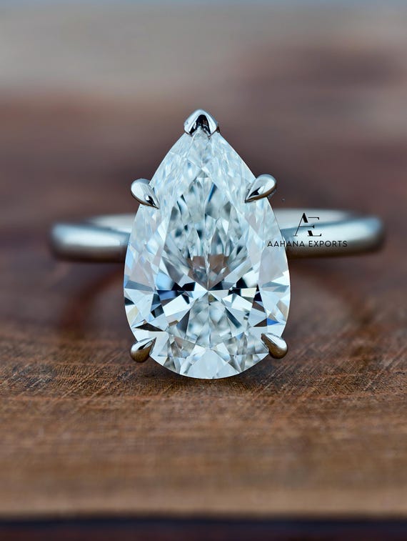 5 Carat Pear Diamond Ring Lab Grown | Proposal Ring | Anniversary Ring | Engagement Ring | Wedding ring for her