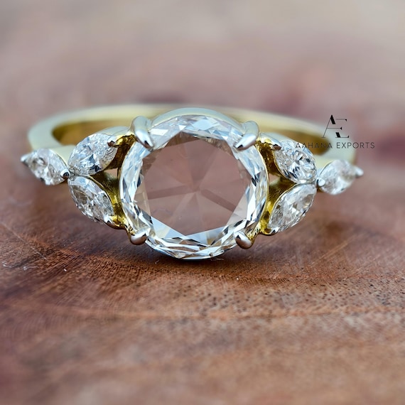1 Carat Round Rose cut Diamond Ring Lab Grown | Proposal Ring | Anniversary Ring | Engagement Ring | Wedding ring for her