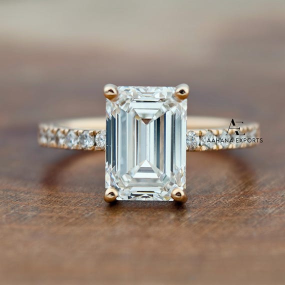 3.00 CT Emerald Cut Lab Grown Diamond Engagement Ring,  Ring, IGI Certified Diamond Ring, Marriage Proposal Ring for her.