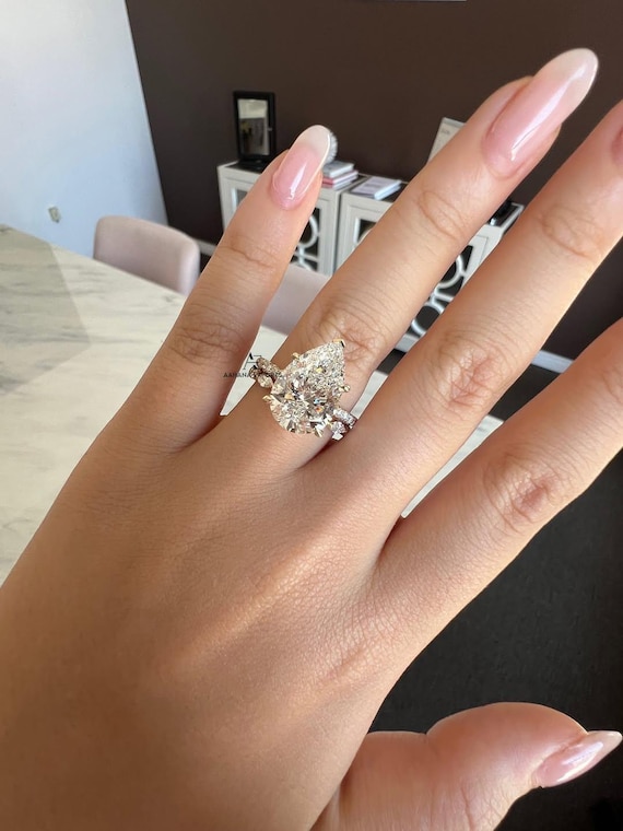 5 Carat Pear Diamond Ring Lab Grown | Proposal Ring | Anniversary Ring | Engagement Ring | Wedding ring for her
